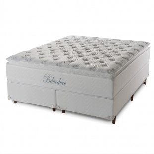 Conjunto Cama Box Queen 73x158x198 Belvedere Branco com Molas Ensacadas