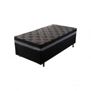 Conjunto Cama Box Solteiro 65x88x188 Eclipse Master Preto/Cinza com Molas Ensacadas
