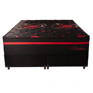 Conjunto Cama Box Queen 71x158x198 Montana Master Preto/Vermelho com Molas Ensacadas
