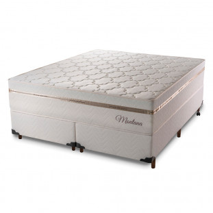 Conjunto Cama Box Queen 71x158x198 Montana Master Bege/Dourado com Molas Ensacadas