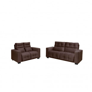 Conjunto Sofá 2 e 3 Lugares 151cm e 206cm Hannover Veludo Marrom