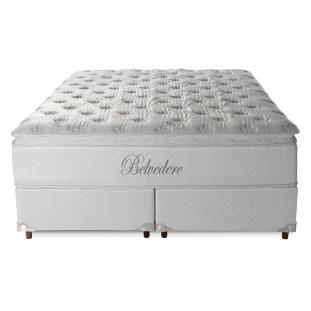Conjunto Cama Box Queen 73x158x198 Belvedere Branco com Molas Ensacadas