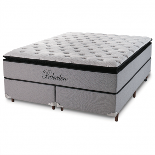 Conjunto Cama Box Queen 73x158x198 Belvedere Cinza com Molas Ensacadas