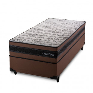 Conjunto Cama Box Solteiro 65x88x188 Eclipse Master Marrom com Molas Ensacadas