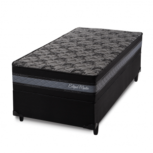 Conjunto Cama Box Solteiro 65x88x188 Eclipse Master Preto/Cinza com Molas Ensacadas