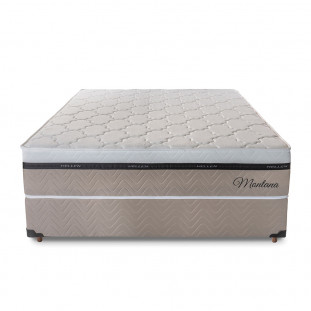 Conjunto Cama Box Casal 71x138x188 Montana Master Bege com Molas Ensacadas