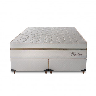 Conjunto Cama Box Queen 71x158x198 Montana Master Bege/Dourado com Molas Ensacadas