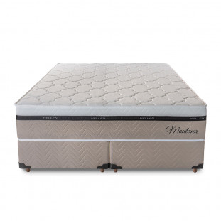 Conjunto Cama Box Queen 71x158x198 Montana Master Bege com Molas Ensacadas