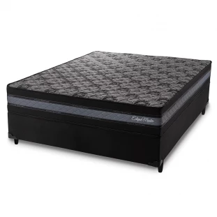 Conjunto Cama Box Casal 65x138x188 Eclipse Master Preto/Cinza com Molas Ensacadas