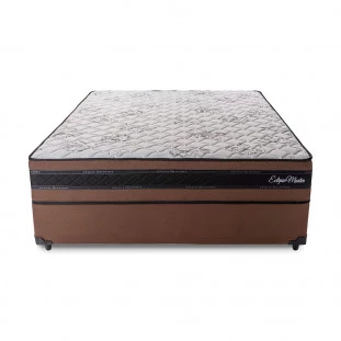 Conjunto Cama Box Casal 65x138x188 Eclipse Master Marrom com Molas Ensacadas