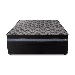 Conjunto Cama Box Casal 65x138x188 Eclipse Master Preto/Cinza com Molas Ensacadas