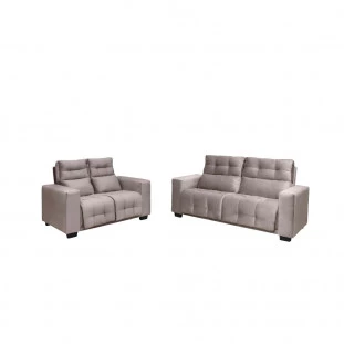 Conjunto Sofá 2 e 3 Lugares 151cm e 206cm Hannover Veludo Tabaco